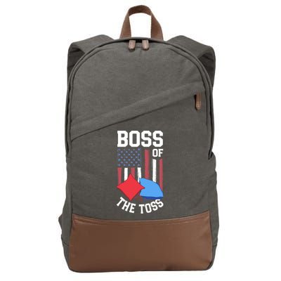 Boss Of The Toss Funny Cornhole Gifts For Bean Bag Toss Cotton Canvas Backpack