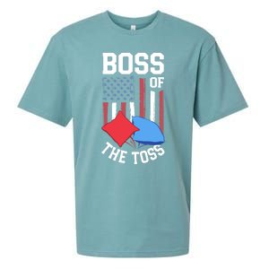 Boss Of The Toss Funny Cornhole Gifts For Bean Bag Toss Sueded Cloud Jersey T-Shirt