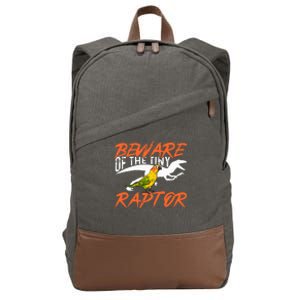 Beware Of The Tiny Raptor Parrot Bird Conure Cotton Canvas Backpack