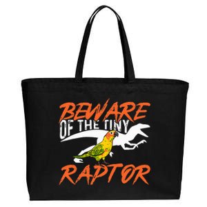 Beware Of The Tiny Raptor Parrot Bird Conure Cotton Canvas Jumbo Tote