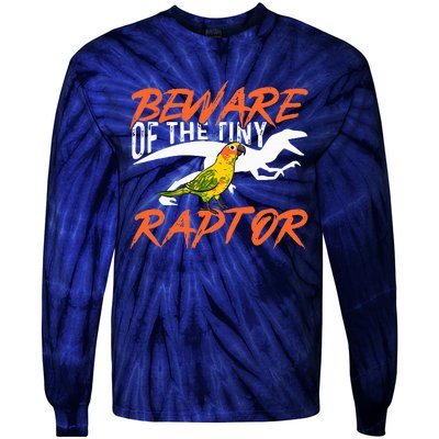 Beware Of The Tiny Raptor Parrot Bird Conure Tie-Dye Long Sleeve Shirt