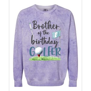 Brother Of The Birthday Golfer Matching 1st Birthday Family Gift Colorblast Crewneck Sweatshirt