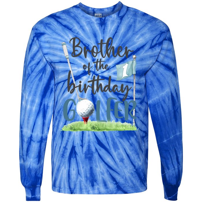 Brother Of The Birthday Golfer Matching 1st Birthday Family Gift Tie-Dye Long Sleeve Shirt