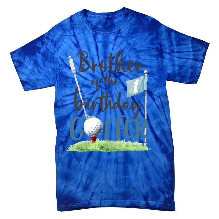 Brother Of The Birthday Golfer Matching 1st Birthday Family Gift Tie-Dye T-Shirt