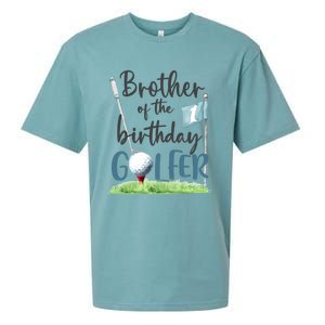 Brother Of The Birthday Golfer Matching 1st Birthday Family Gift Sueded Cloud Jersey T-Shirt