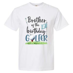 Brother Of The Birthday Golfer Matching 1st Birthday Family Gift Garment-Dyed Heavyweight T-Shirt