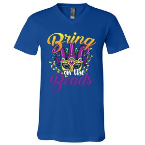 Bring On The Beads Mardi Gras Festival Masquerade Carnival Funny Gift V-Neck T-Shirt