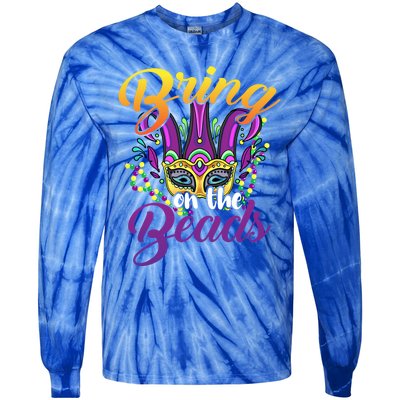 Bring On The Beads Mardi Gras Festival Masquerade Carnival Funny Gift Tie-Dye Long Sleeve Shirt