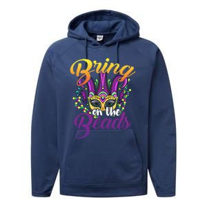 Bring On The Beads Mardi Gras Festival Masquerade Carnival Funny Gift Performance Fleece Hoodie