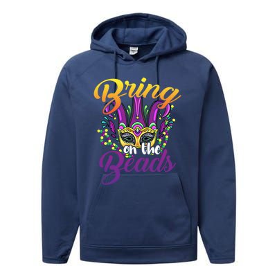 Bring On The Beads Mardi Gras Festival Masquerade Carnival Funny Gift Performance Fleece Hoodie