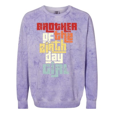 Brother Of The Birthday Girl Vintage Matching Family Party Colorblast Crewneck Sweatshirt