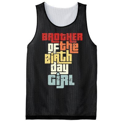 Brother Of The Birthday Girl Vintage Matching Family Party Mesh Reversible Basketball Jersey Tank