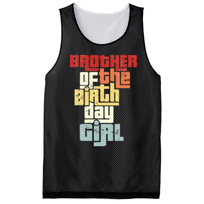 Brother Of The Birthday Girl Vintage Matching Family Party Mesh Reversible Basketball Jersey Tank