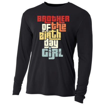 Brother Of The Birthday Girl Vintage Matching Family Party Cooling Performance Long Sleeve Crew