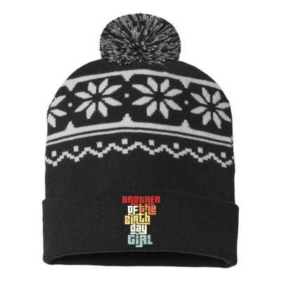 Brother Of The Birthday Girl Vintage Matching Family Party USA-Made Snowflake Beanie