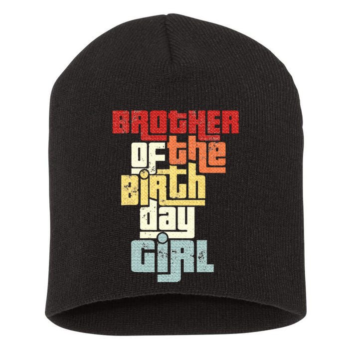 Brother Of The Birthday Girl Vintage Matching Family Party Short Acrylic Beanie