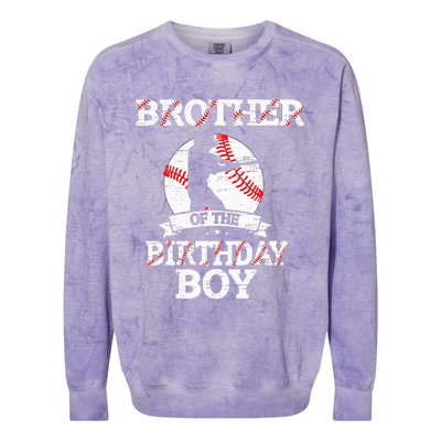 Brother Of The Birthday Boy Baseball Lover Vintage Retro Colorblast Crewneck Sweatshirt