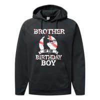 Brother Of The Birthday Boy Baseball Lover Vintage Retro Performance Fleece Hoodie