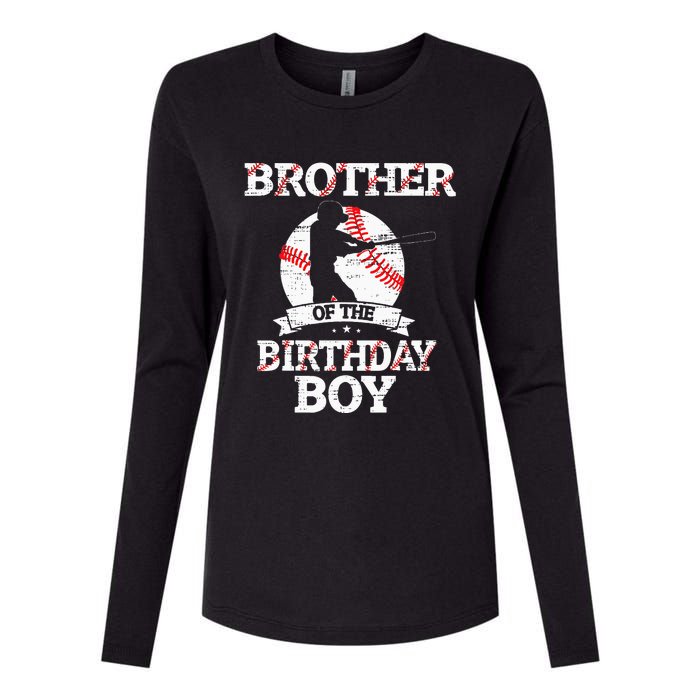 Brother Of The Birthday Boy Baseball Lover Vintage Retro Womens Cotton Relaxed Long Sleeve T-Shirt