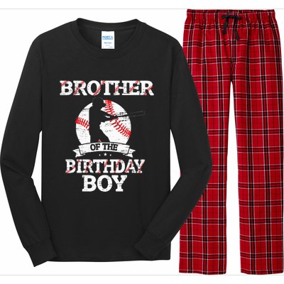 Brother Of The Birthday Boy Baseball Lover Vintage Retro Long Sleeve Pajama Set