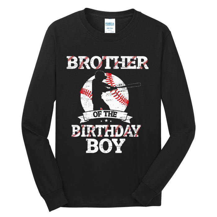 Brother Of The Birthday Boy Baseball Lover Vintage Retro Tall Long Sleeve T-Shirt