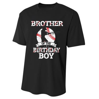 Brother Of The Birthday Boy Baseball Lover Vintage Retro Performance Sprint T-Shirt