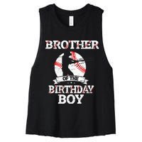 Brother Of The Birthday Boy Baseball Lover Vintage Retro Women's Racerback Cropped Tank