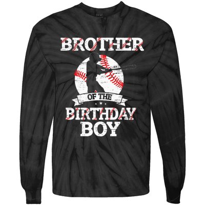 Brother Of The Birthday Boy Baseball Lover Vintage Retro Tie-Dye Long Sleeve Shirt