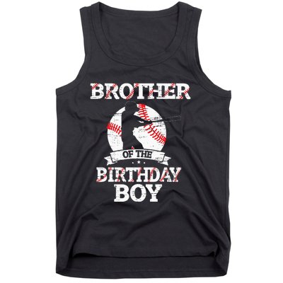 Brother Of The Birthday Boy Baseball Lover Vintage Retro Tank Top