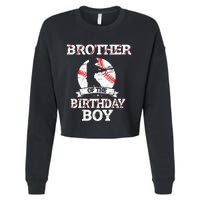 Brother Of The Birthday Boy Baseball Lover Vintage Retro Cropped Pullover Crew