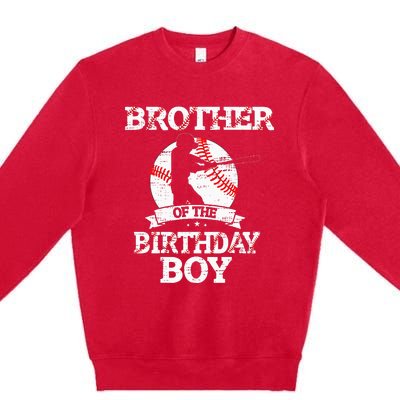 Brother Of The Birthday Boy Baseball Lover Vintage Retro Premium Crewneck Sweatshirt