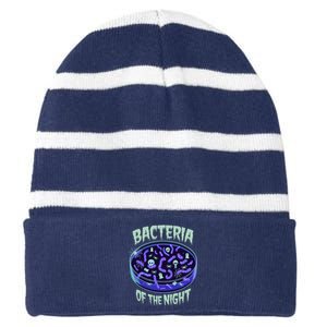 Bacteria Of The Night Halloween Edition Biology Halloween Striped Beanie with Solid Band