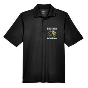 Brother Of The Birthday Boy Dinosaur Monster Truck Birthday Men's Origin Performance Pique Polo