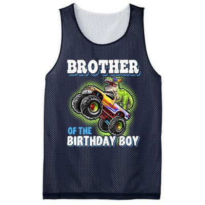 Brother Of The Birthday Boy Dinosaur Monster Truck Birthday Mesh Reversible Basketball Jersey Tank