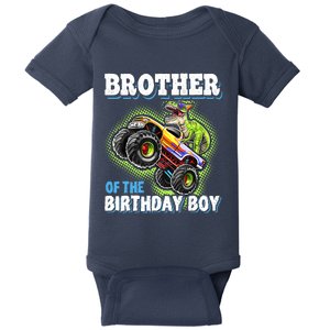 Brother Of The Birthday Boy Dinosaur Monster Truck Birthday Baby Bodysuit