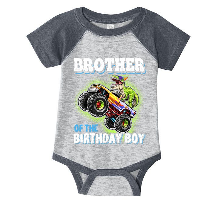 Brother Of The Birthday Boy Dinosaur Monster Truck Birthday Infant Baby Jersey Bodysuit