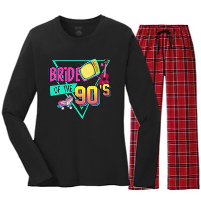 Bride Of The 90s Retro 90s Bride Bachelorette Party Women's Long Sleeve Flannel Pajama Set 