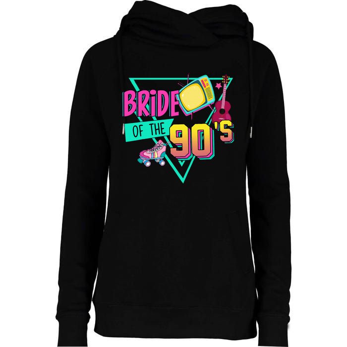 Bride Of The 90s Retro 90s Bride Bachelorette Party Womens Funnel Neck Pullover Hood