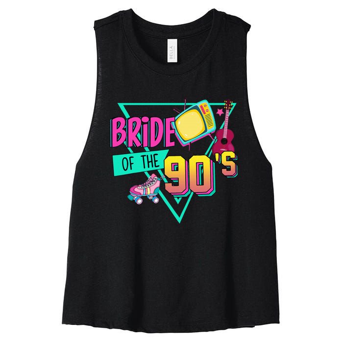 Bride Of The 90s Retro 90s Bride Bachelorette Party Women's Racerback Cropped Tank