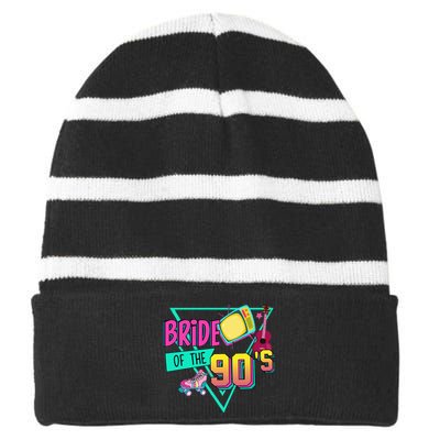 Bride Of The 90s Retro 90s Bride Bachelorette Party Striped Beanie with Solid Band