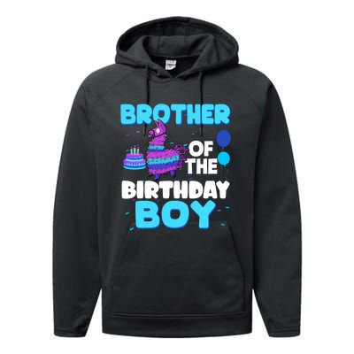 Brother Of The Birthday Boy Llama Family Party Decorations Performance Fleece Hoodie