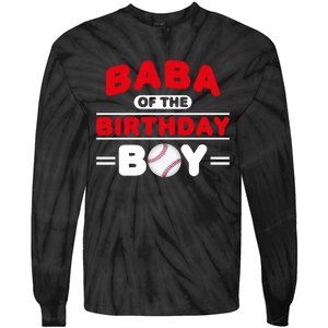 Baba Of The Birthday Boy Baseball Theme Family Bday Party Tie-Dye Long Sleeve Shirt