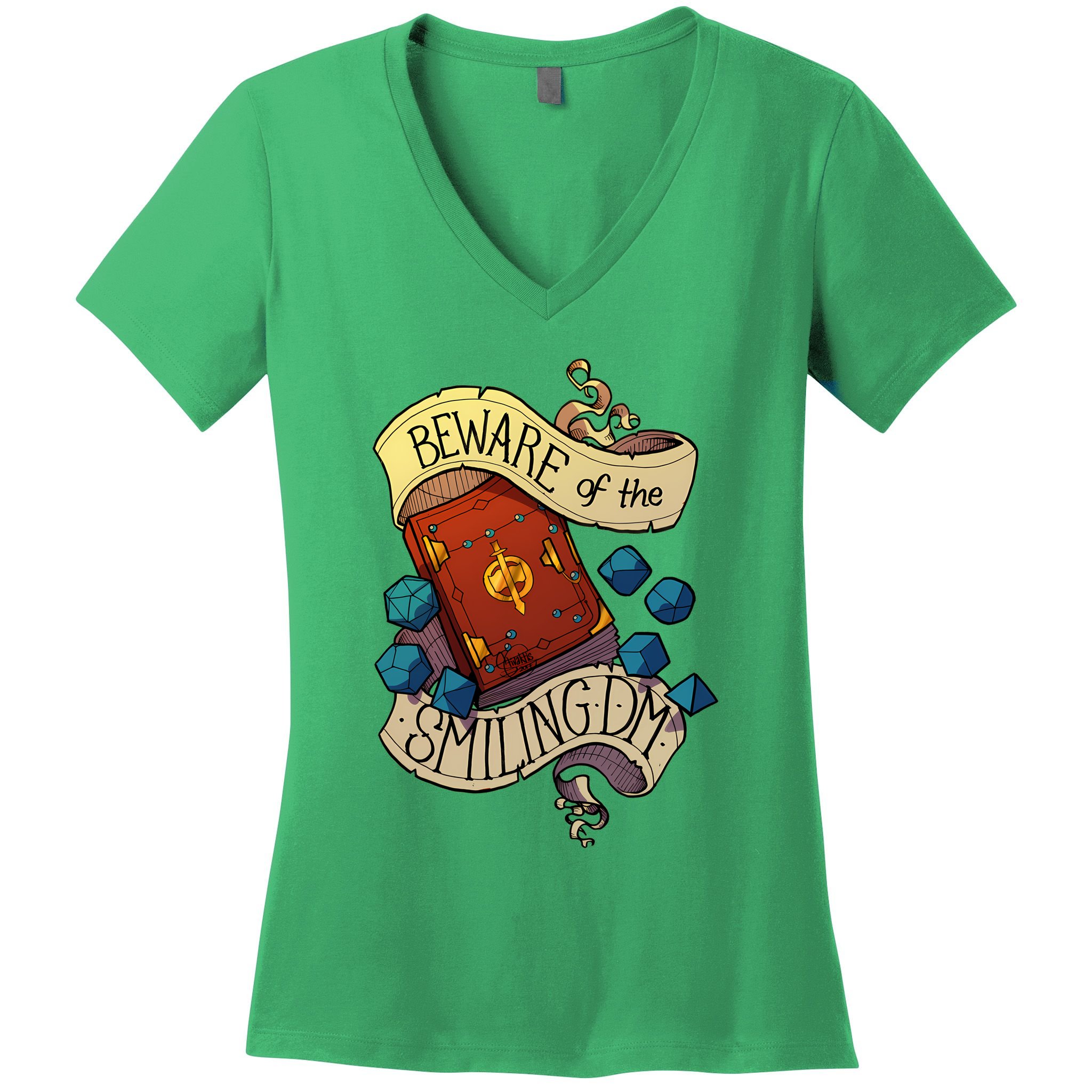 Beware Of The Smiling Dungeon Master Women's V-Neck T-Shirt