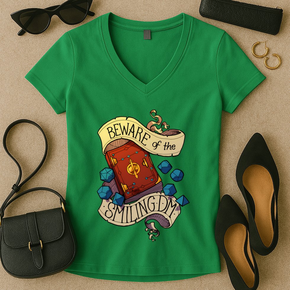 Beware Of The Smiling Dungeon Master Women's V-Neck T-Shirt