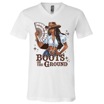 Boots On The Ground Linedance V-Neck T-Shirt