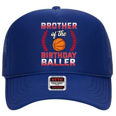 Brother Of The Birthday Boy Basketball Bday High Crown Mesh Back Trucker Hat