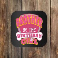 Brother Of The Birthday Girl Dog Paw Family Matching Coaster