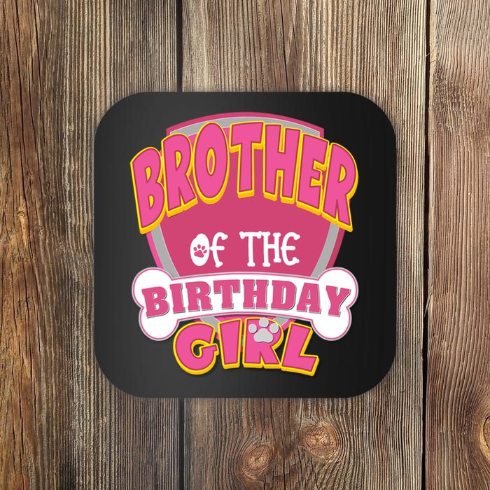 Brother Of The Birthday Girl Dog Paw Family Matching Coaster