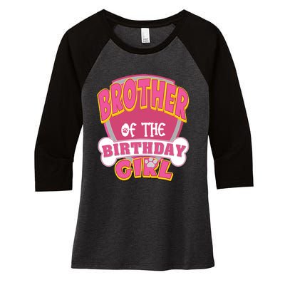 Brother Of The Birthday Girl Dog Paw Family Matching Women's Tri-Blend 3/4-Sleeve Raglan Shirt