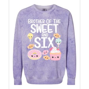 Brother Of The Sweet And Six Candy Theme Birthday Donut Candy Gift Colorblast Crewneck Sweatshirt